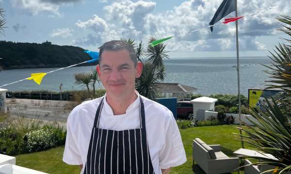 Head Chef Callum stood outside The Royal Duchy Hotel