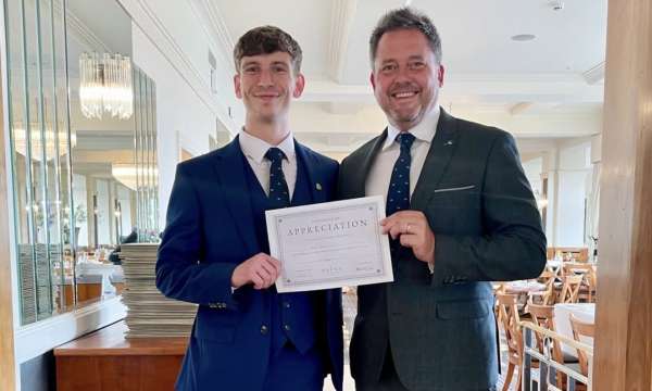 Liam Bailey & Pete Brend holding certificate 