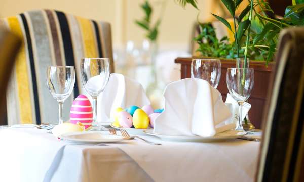 Easter eggs on The Imperial Hotel Restaurant table
