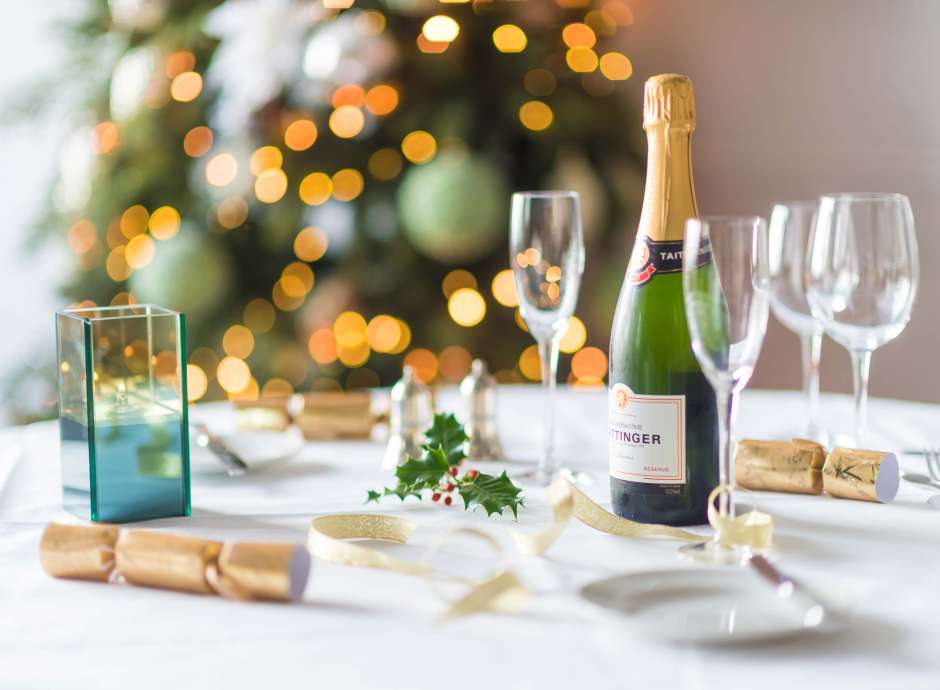 Royal Duchy Hotel Christmas Party Table with Champagne