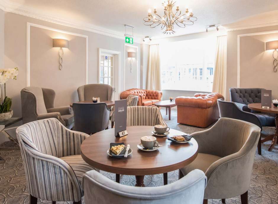 Royal and Fortescue Hotel Lounge Seating Area with Coffee and Cake