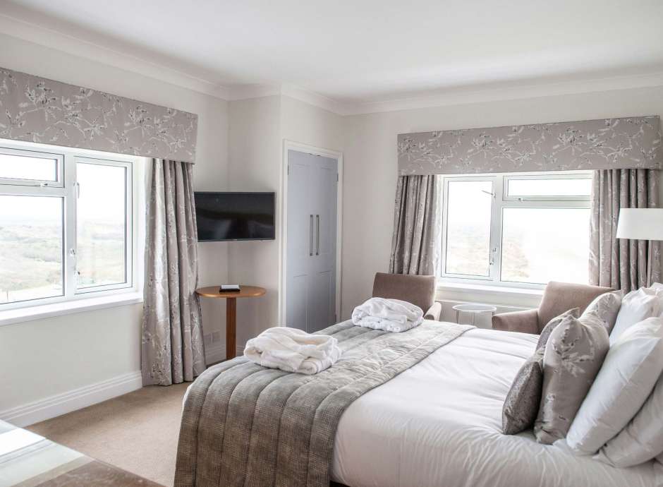 Saunton Sands Hotel Family Suite (308) Accommodation Bedroom with Television and Sea View