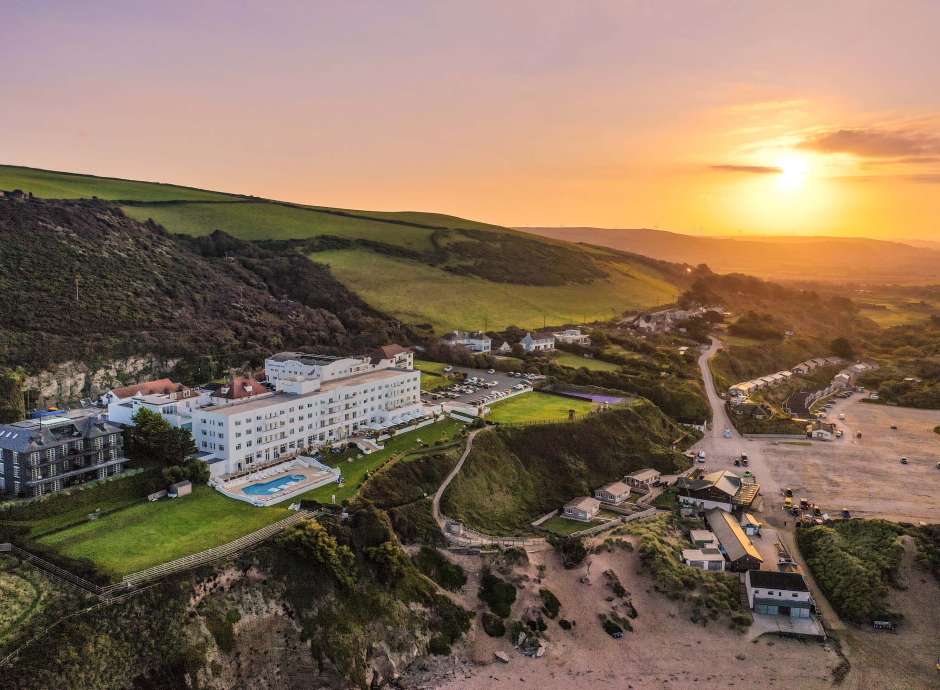 Saunton Sands Hotel Aerial View at Sunrise