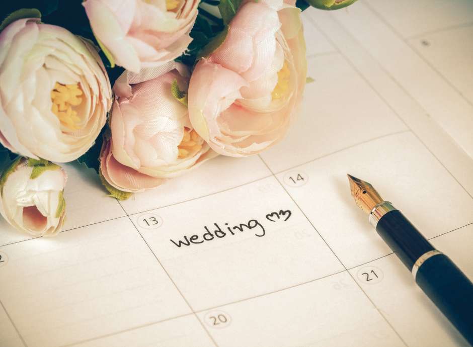 Calendar with wedding day marked out