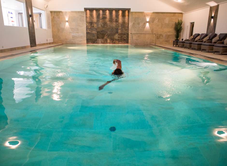 Saunton Sands source spa indoor pool man swimming