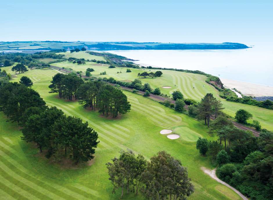 Aerial view of the carlyon bay golf course