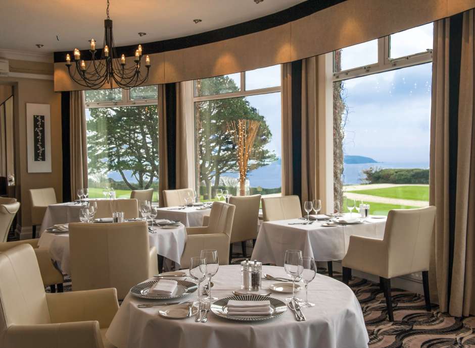 Tables set for lunch at the Bay View Restaurant