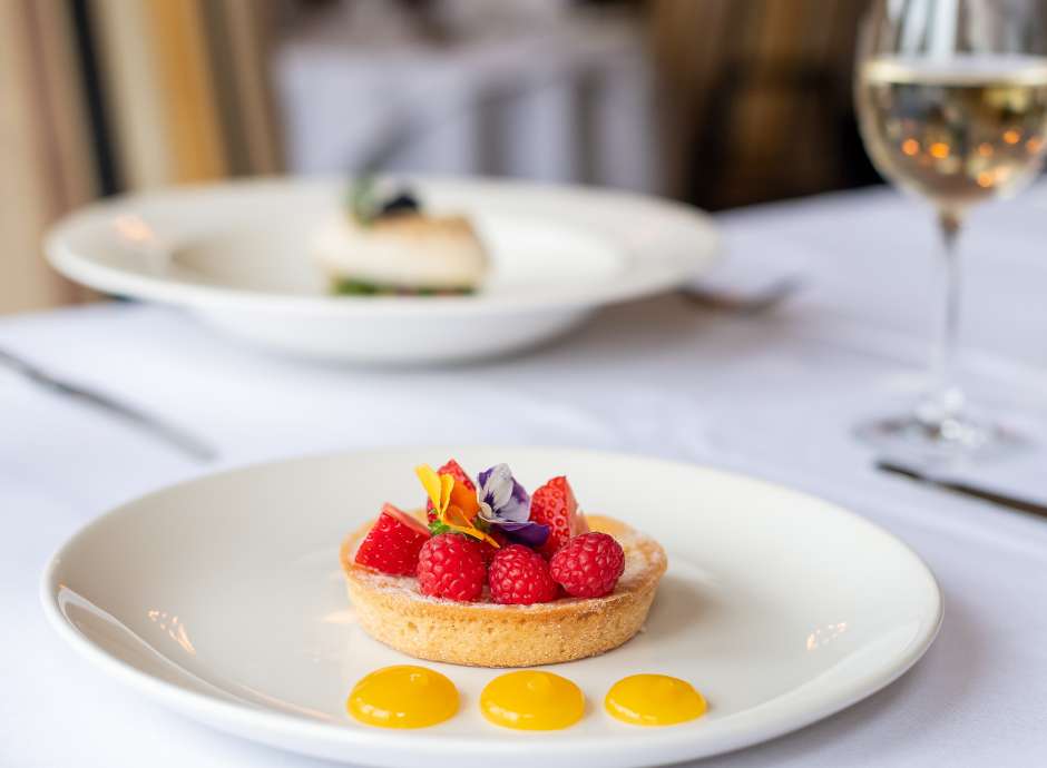 Lemon Tart on a table in the Arlington Restaurant