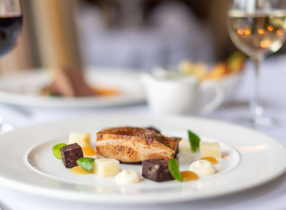 Pork dish on a white plate
