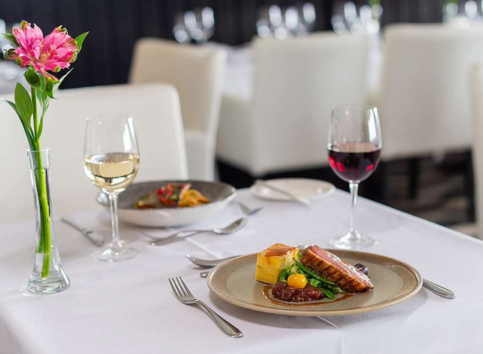 Duck main course in the Bay View Restaurant