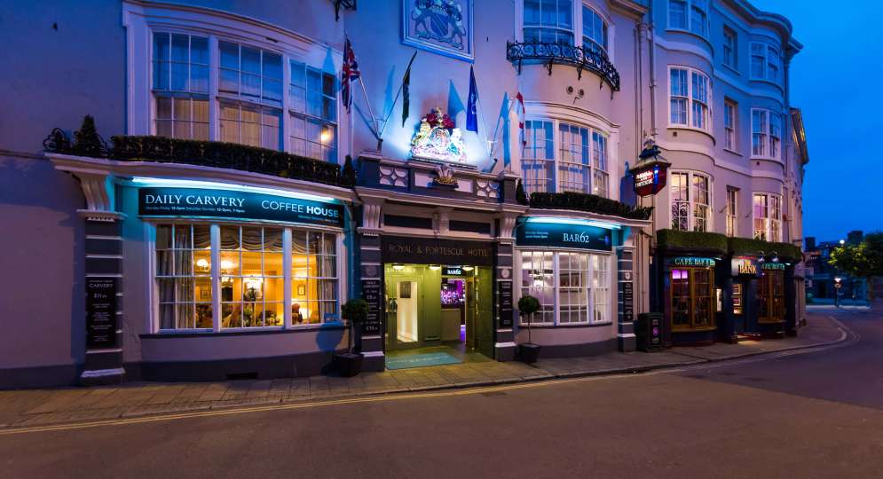 Royal and Fortescue Hotel Bar 62 and 62 The Bank External View from Barnstaple Hight Street